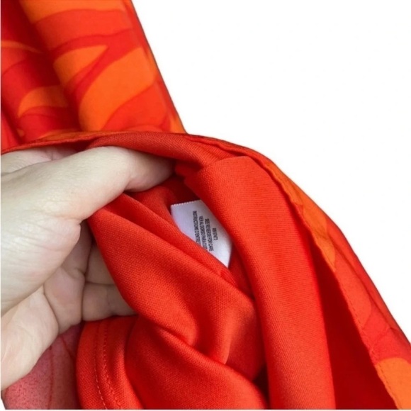 TAYLOR Printed Shift Tassel Halter Dress Orange Size 4 - Picture 6 of 15